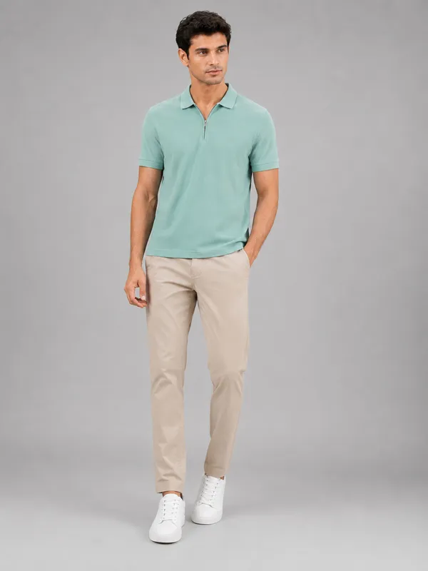 Sea_Green_Pillar_Jacquard_Zipper_Polo_T-Shirt