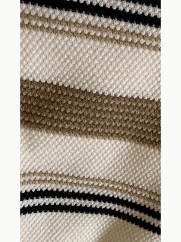 White_&_Coconut_Striped_Popcorn_Knit_Polo_T-Shirt_For_Men