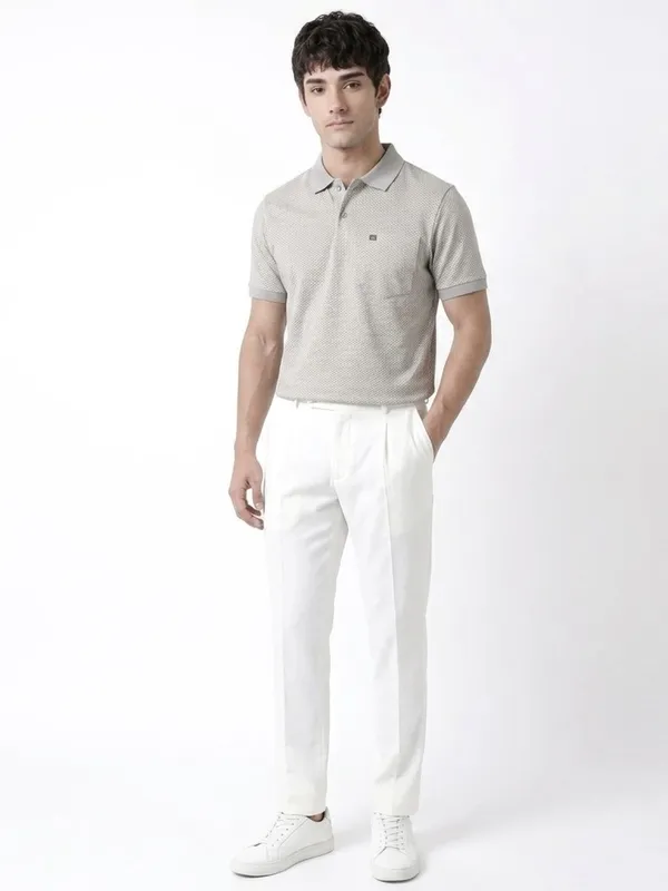 Grey_Arrowhead_Textured_Polo_T-Shirt_For_Men