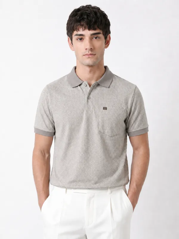 Grey_Arrowhead_Textured_Polo_T-Shirt_For_Men