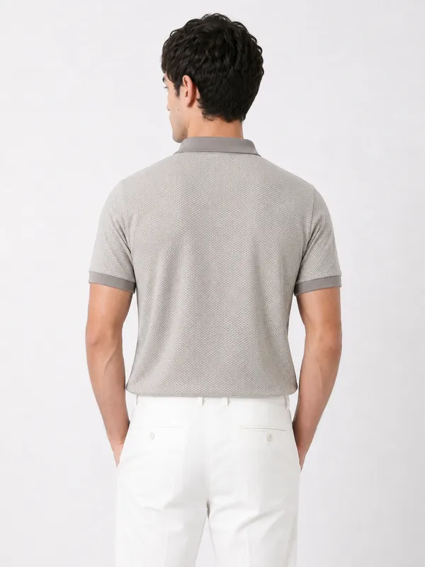 Grey_Arrowhead_Textured_Polo_T-Shirt_For_Men