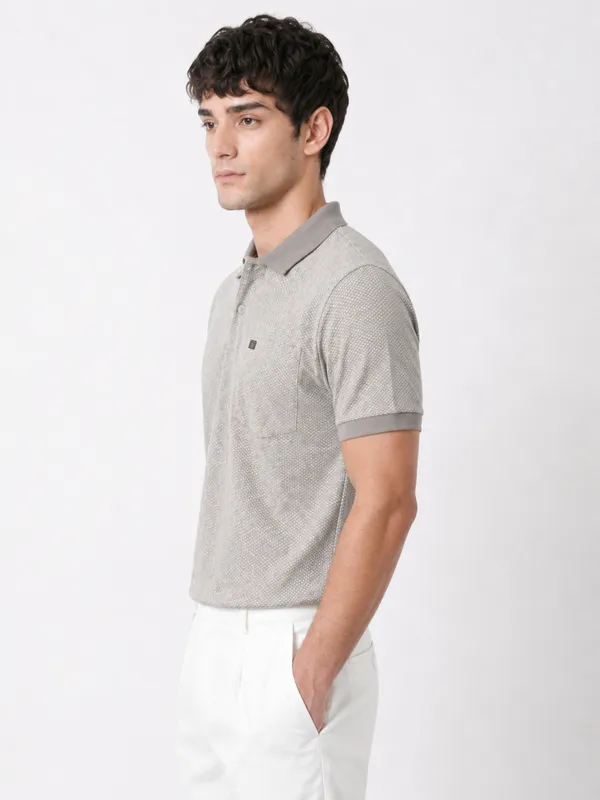 Grey_Arrowhead_Textured_Polo_T-Shirt_For_Men
