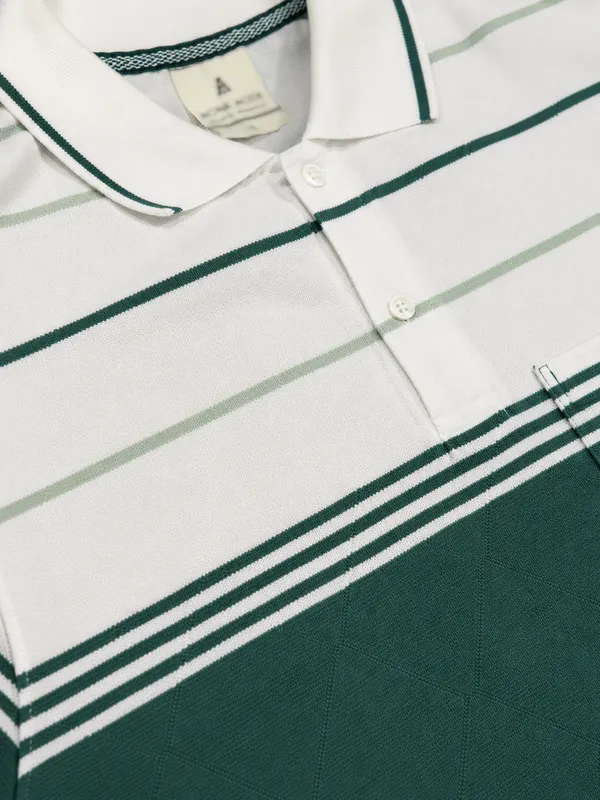 Green_&_White_Striped_Diamond_Jacquard_Polo_T-Shirt_For_Men