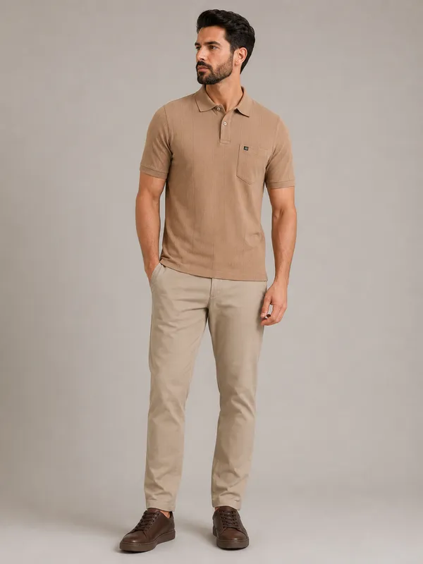 Dusty_Camel_Selection_Knit_Collar_T-Shirt_For_Men