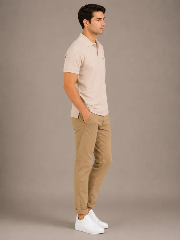 Light_Beige_Sketch_Weave_Textured_Polo_T-Shirt_For_Men