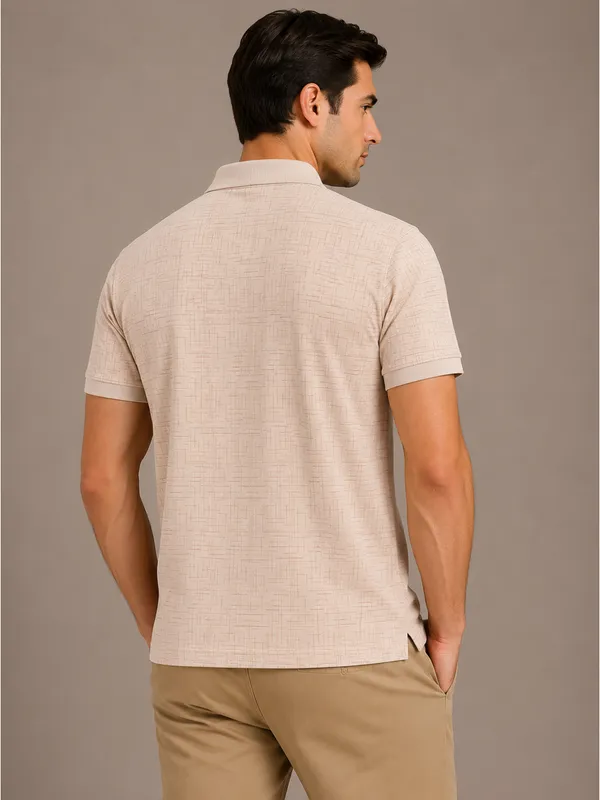 Light_Beige_Sketch_Weave_Textured_Polo_T-Shirt_For_Men