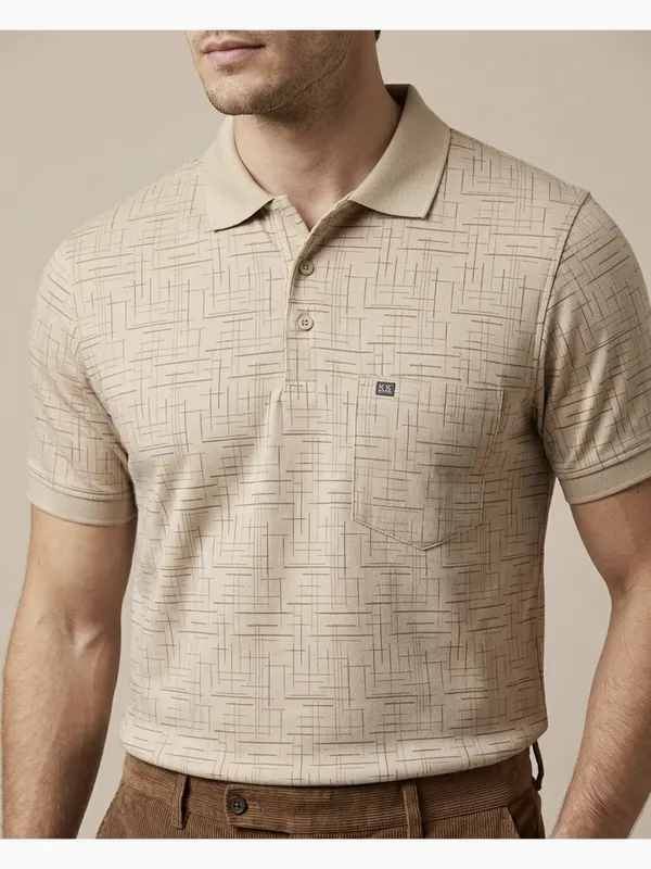 Light_Beige_Sketch_Weave_Textured_Polo_T-Shirt_For_Men