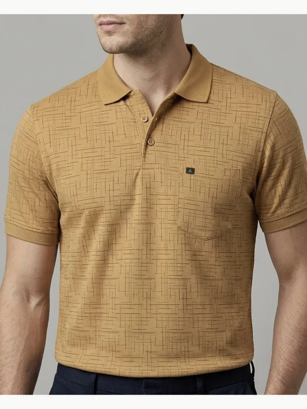 Dark_Beige_Sketch_Weave_Textured_Polo_T-Shirt_For_Men