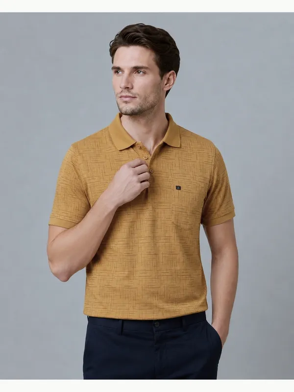 Dark_Beige_Sketch_Weave_Textured_Polo_T-Shirt_For_Men