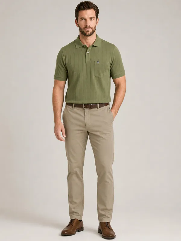 Olive_Green_Selection_Knit_Collar_T-Shirt_For_Men