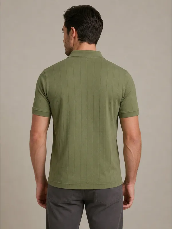 Olive_Green_Selection_Knit_Collar_T-Shirt_For_Men
