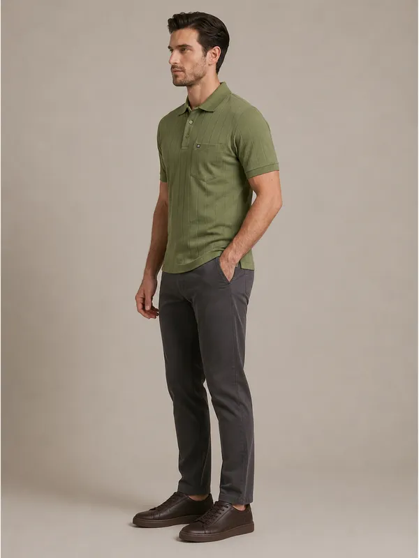 Olive_Green_Selection_Knit_Collar_T-Shirt_For_Men