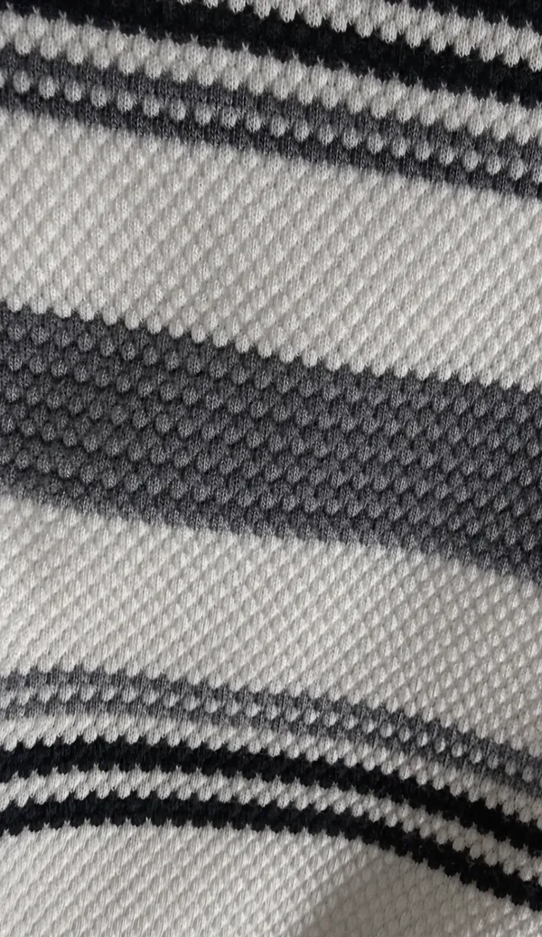 White_&_Charcoal_Striped_Popcorn_Knit_Polo_T-Shirt_For_Men