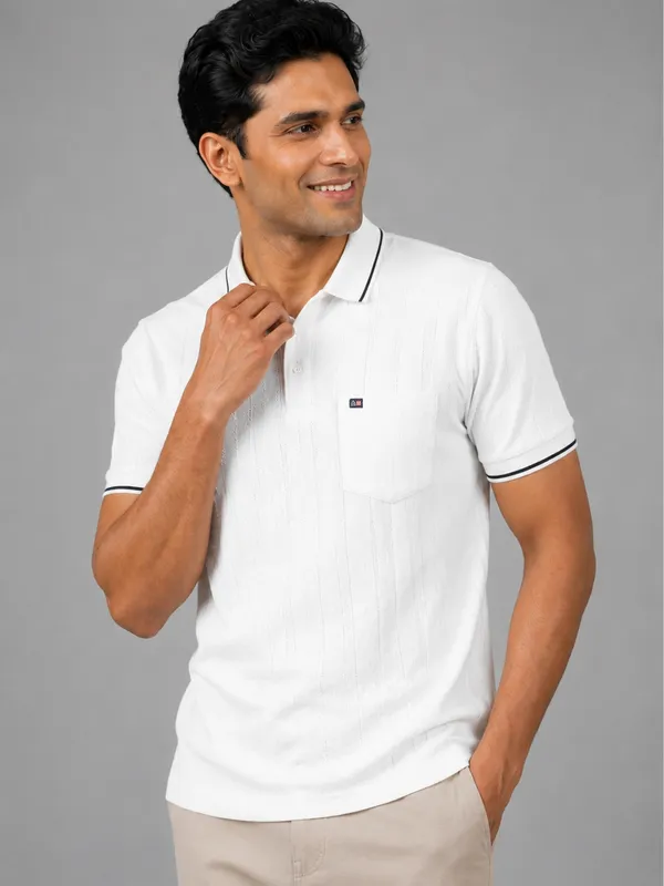 White_Cotton_Jacquard_Tipped_Polo_T-Shirt_For_Men