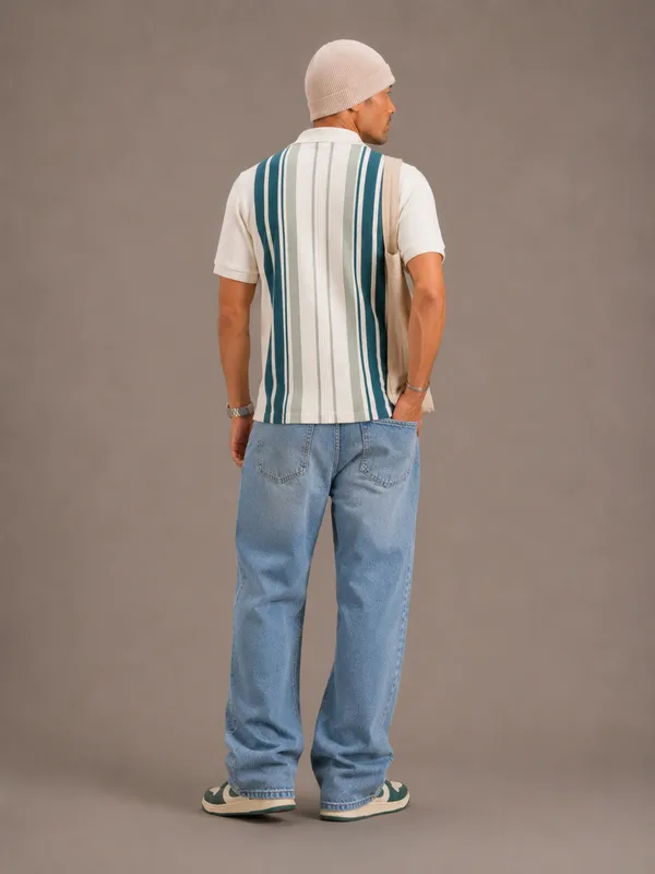 Multicolor_Heritage_Striped_Knit_Polo_With_Zip_T-Shirt_For_Men