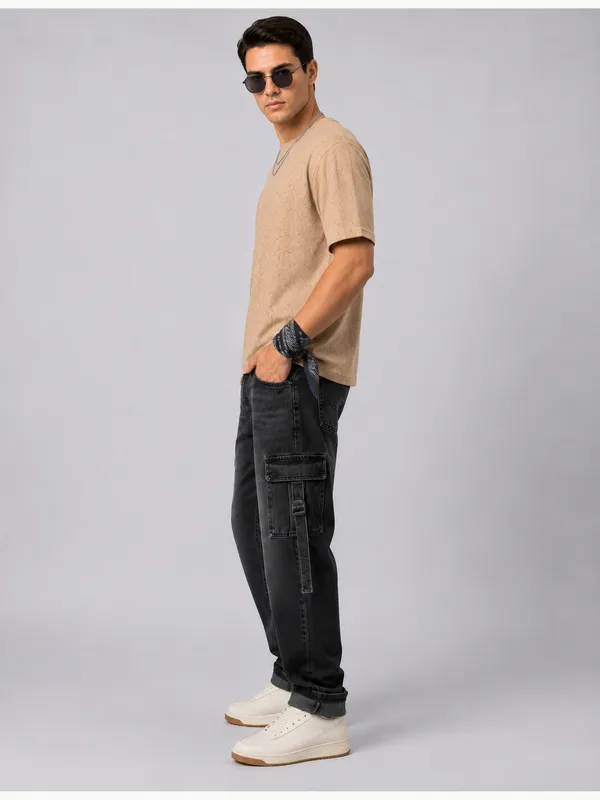 Tan_Marble_Vein_Oversized_Round_Neck_T-Shirt_For_Men
