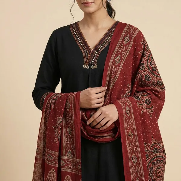 Black_Cotton_Kurti_Set_For_Women