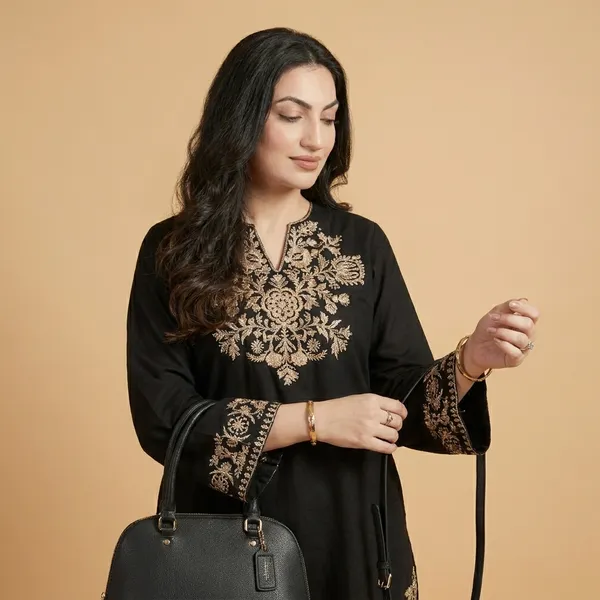 Black_Cotton_Kurta_For_Women