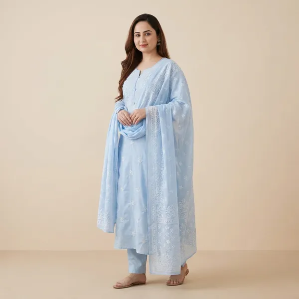 Blue_Cotton_Kurta_Set_With_Dupatta_For_Women