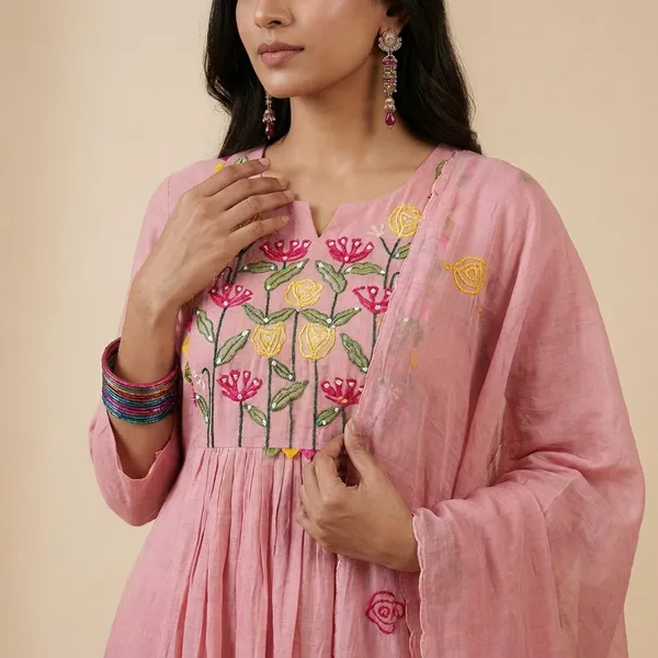 Pink_Cotton_Kurta_With_Dupatta_For_Women