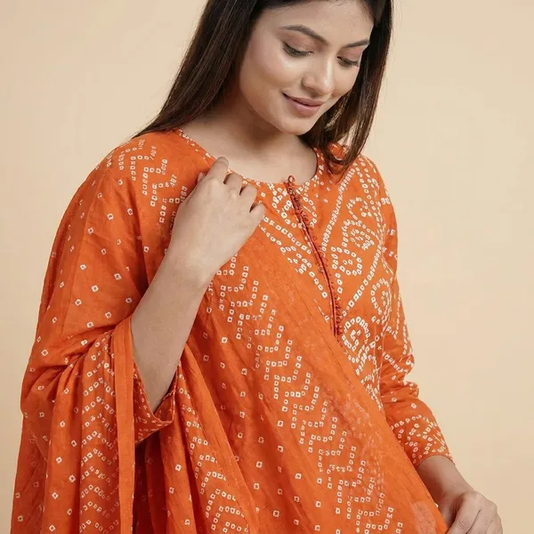 Orange_Cotton_Suit_Set_For_Women