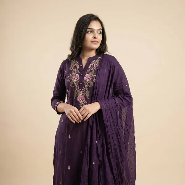 Purple_Cotton_Kurta_Set_With_Dupatta_For_Women