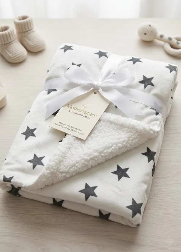 Soft_Fleece_Baby_Blanket_with_Star_Print_white|_Newborn_Swaddle_Wrap_|_Ultra_Cozy,_Lightweight_&_Breathable_|_Infant_Bedding_|_Baby_Shower_Gift_|_0-24_Months_100_*_75_cm_|_Unisex_Baby_Blanket