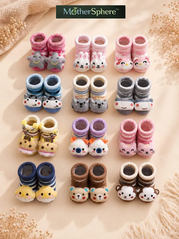 Baby_Cotton_Rich_3D_Cartoon_Bootie_Socks_Set_(Combo_Pack_of_any_3)_|_Soft_Cushioned_Fabric_with_Non-Slip_Sole_|_Stretchable_Warm_Comfort_Fit_Socks_for_Unisex_Babies