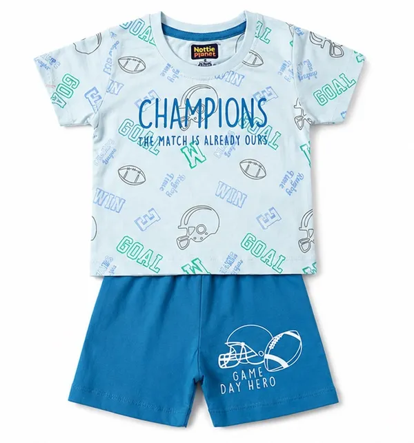 Baby_Boys_Champions_Print_Cotton_T-Shirt_&_Shorts_Clothing_Set_|_Sports_Theme_Co-Ord_Set_|_Sky_Blue_&_Royal_Blue
