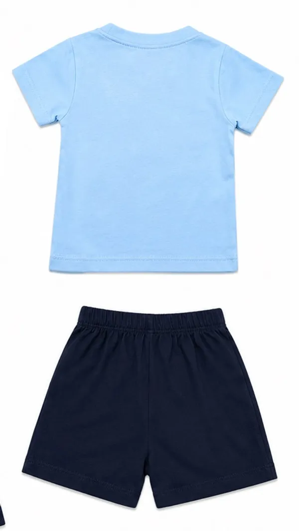 Baby_Boys_Dinosaur_Print_Cotton_T-Shirt_&_Shorts_Clothing_Set_|_Soft_Cotton_Wear_|_Sky_Blue_&_Navy_Blue