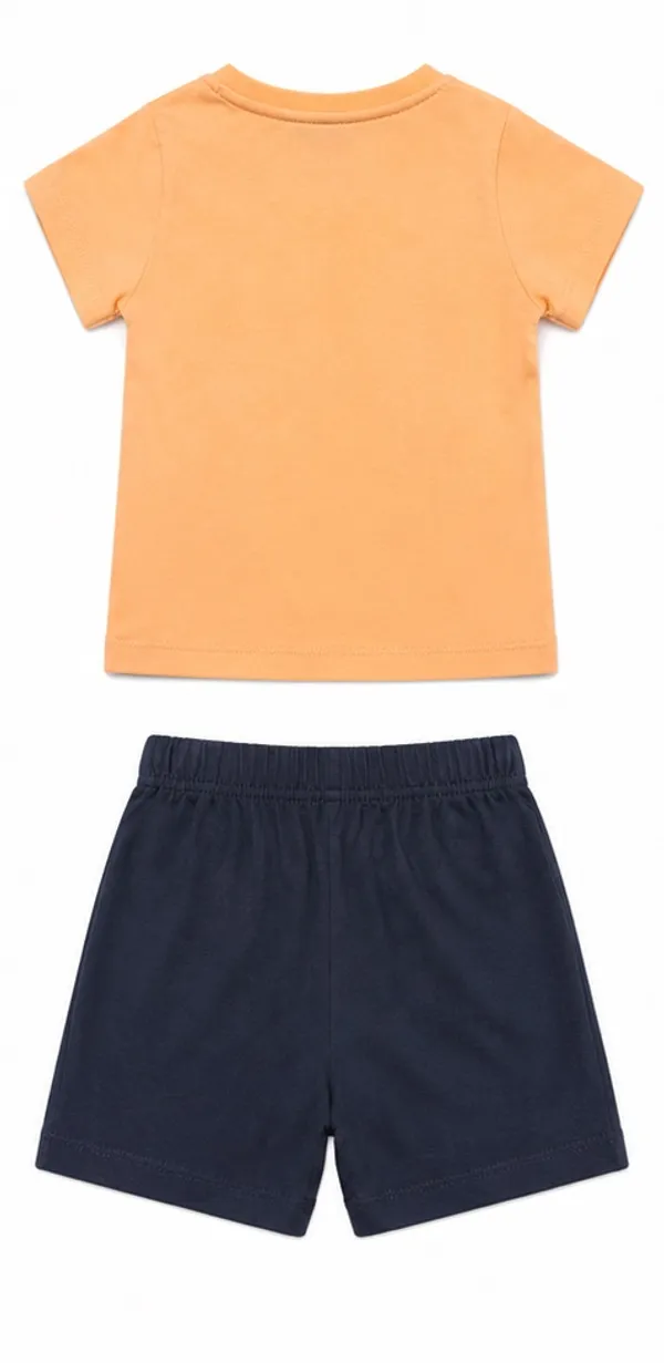 Baby_Boys_Dinosaur_Print_Cotton_T-Shirt_&_Shorts_Clothing_Set_|_Soft_Cotton_Wear_|_Orange_&_Navy_Blue