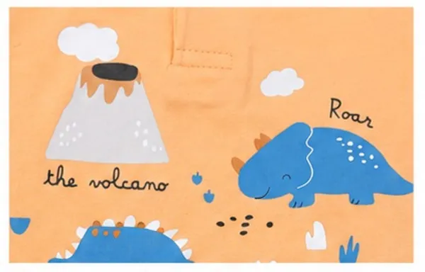 Baby_Boys_Dinosaur_Print_Cotton_T-Shirt_&_Shorts_Clothing_Set_|_Soft_Cotton_Wear_|_Orange_&_Navy_Blue