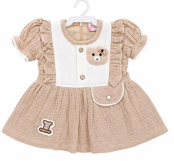 Biscuit_Muslin_Cotton_Baby_Frock__with_Leggings_Set_for_Girls_-Round_Neck_Short_Sleeve_Dress