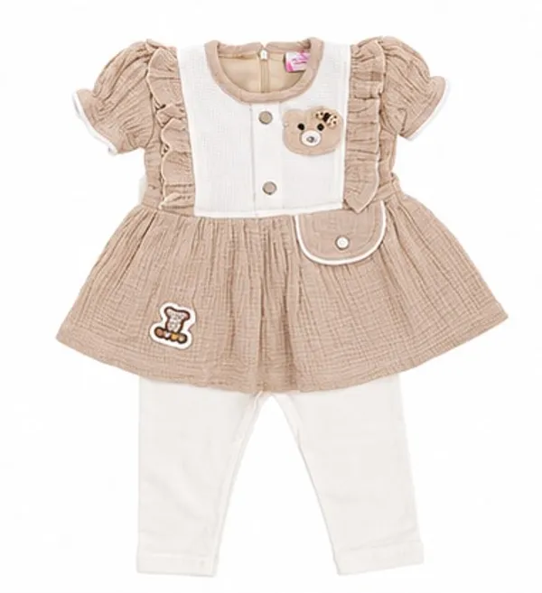 Biscuit_Muslin_Cotton_Baby_Frock__with_Leggings_Set_for_Girls_-Round_Neck_Short_Sleeve_Dress