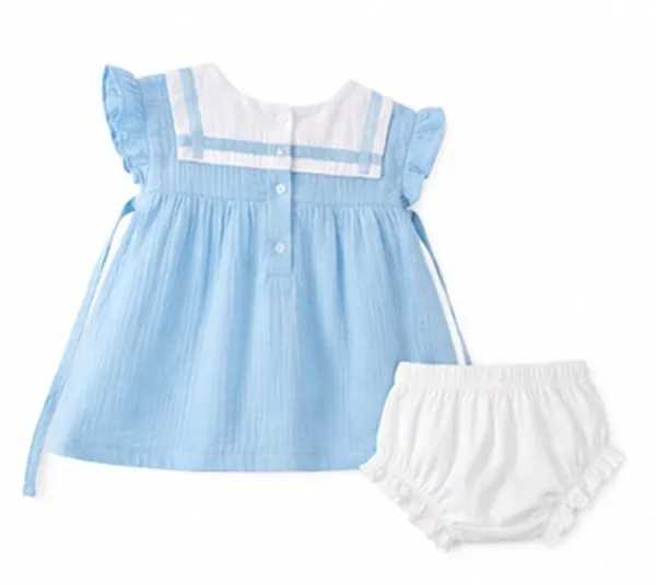 Blue_Muslin_Cotton_Baby_Frock_for_Girls_-Round_Neck_ruffle_Sleeve_Dress_with_bow