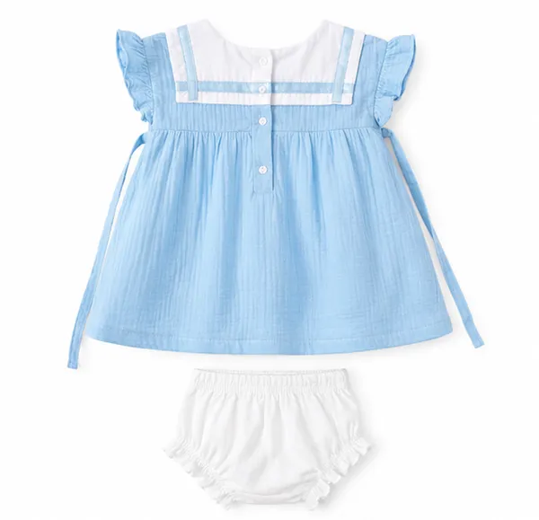 Blue_Muslin_Cotton_Baby_Frock_for_Girls_-Round_Neck_ruffle_Sleeve_Dress_with_bow