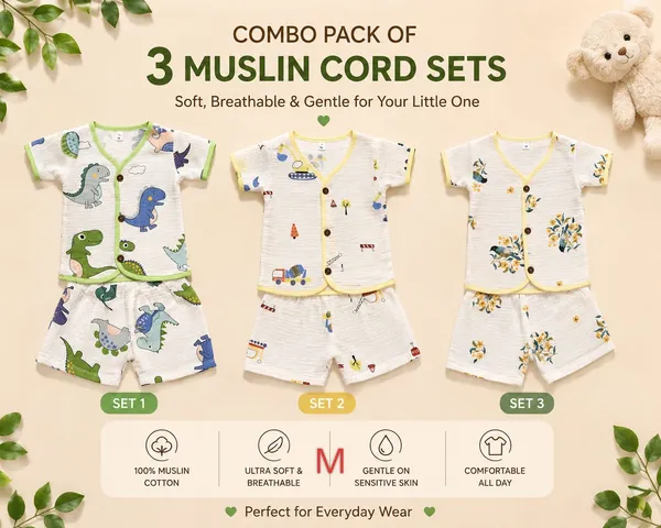 Combo_set_of_3_Kids_Muslin_Cotton_Co-Ord_Set_|_Snap_Button_Co-ord_Set_|_White_Jabla_for_Baby_Boys_&_Girls_&_Shorts_Set_|_Breathable_Fabric_|_Daily_Wear_Outfit_for_Babies