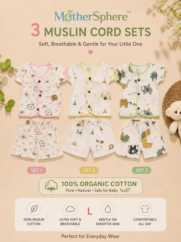 Combo_set_of_3_Kids_Muslin_Cotton_Co-Ord_Set_|_Snap_Button_Co-ord_Set_|_White_Jabla_for_Baby_Boys_&_Girls_&_Shorts_Set_|_Breathable_Fabric_|_Daily_Wear_Outfit_for_Babies
