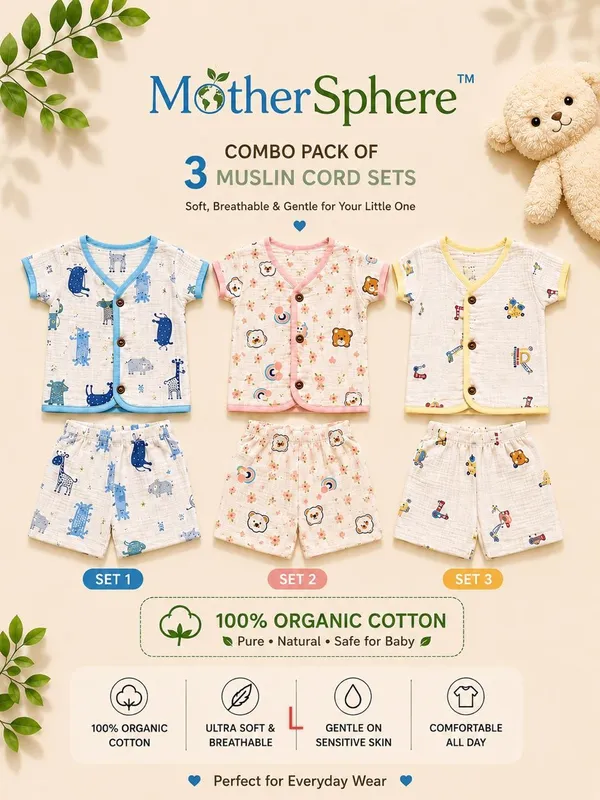 Combo_set_of_3_Kids_Muslin_Cotton_Co-Ord_Set_|_Snap_Button_Co-ord_Set_|_White_Jabla_for_Baby_Boys_&_Girls_&_Shorts_Set_|_Breathable_Fabric_|_Daily_Wear_Outfit_for_Babies