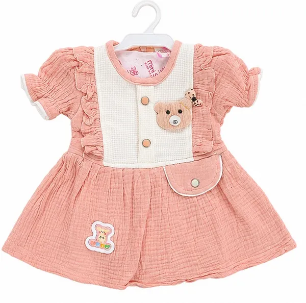Muslin_Cotton_Baby_Frock__with_Leggings_Set_for_Girls_-Round_Neck_Short_Sleeve_Dress