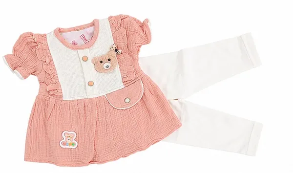 Muslin_Cotton_Baby_Frock__with_Leggings_Set_for_Girls_-Round_Neck_Short_Sleeve_Dress