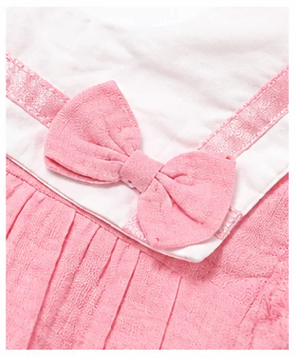 Pink_Muslin_Cotton_Baby_Frock_for_Girls_-Round_Neck_ruffle_Sleeve_Dress_with_bow