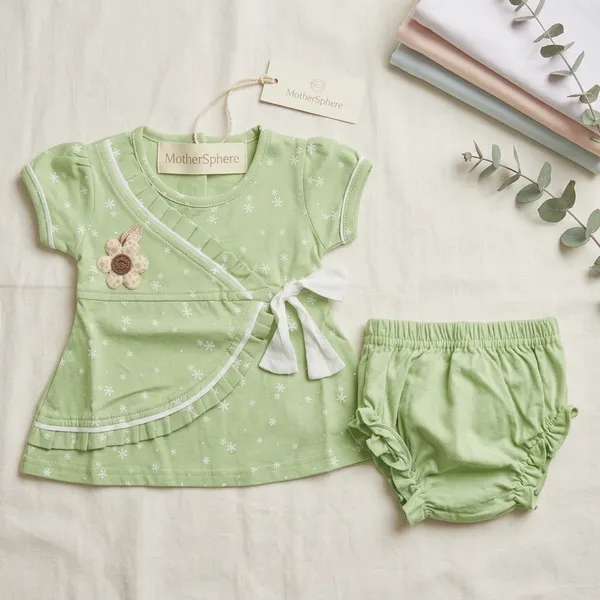 Green/Blue_Pure_Cotton_Casual_Printed_Frock_&_panty_Set_for_baby_girl_size_0