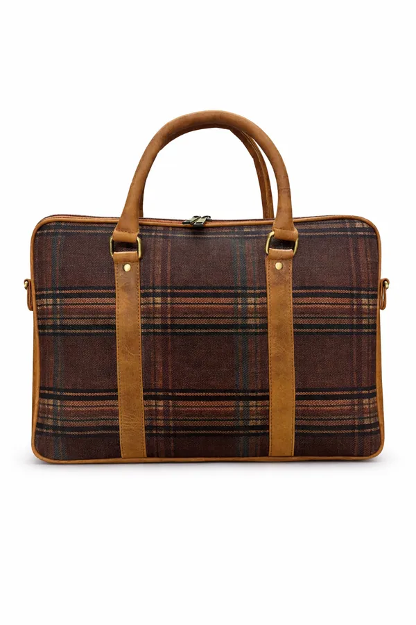 Aries_Checkered_Pattern_Laptop_Bag_16_Inch_Tan
