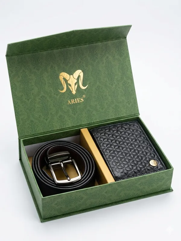 Aries_Box_Pattern_Wallet_Black_With_Belt