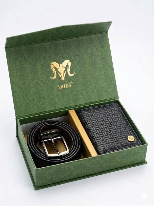 Aries_Plus_Pattern_Wallet_Black_With_Belt