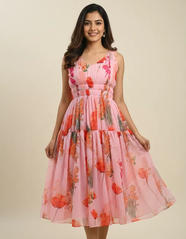 Pink_Georgette_Fit_And_Flare_Dress_For_Women