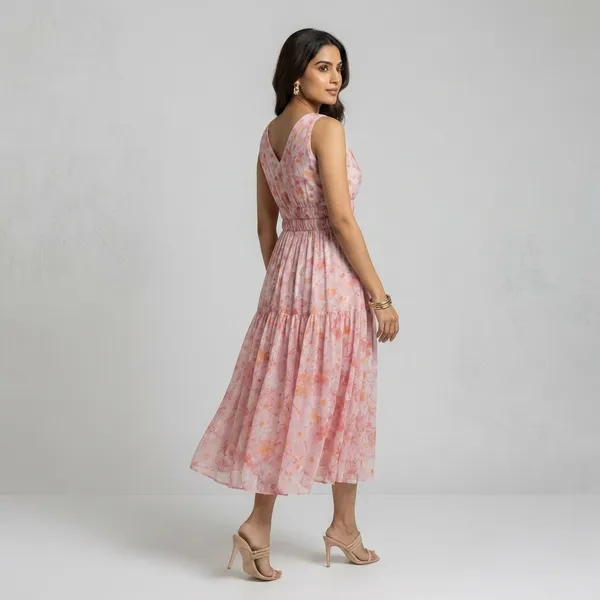 Pink_Georgette_Sleeveless_Midi_Dress_For_Women