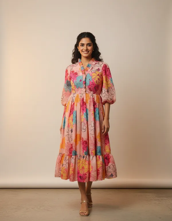Multicolor_Silk_Crepe_Midi_Dress_For_Women