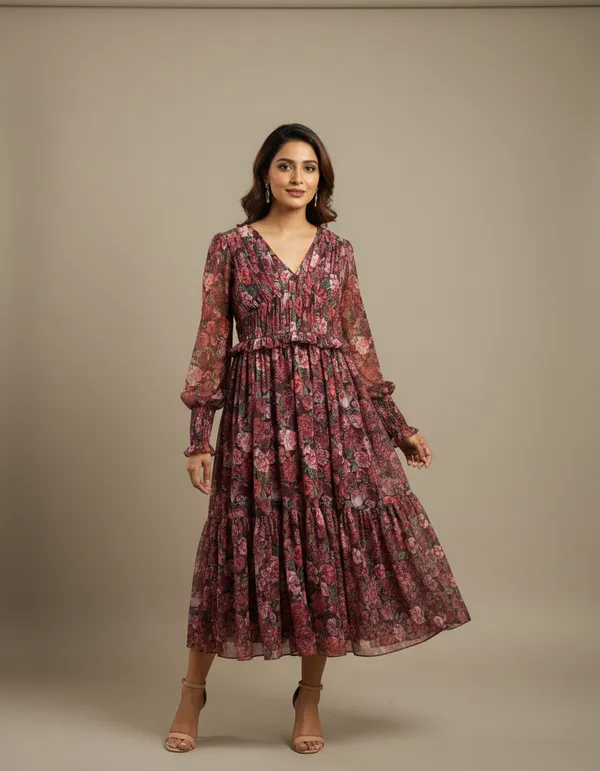 Pink_Georgette_Midi_Dress_For_Women